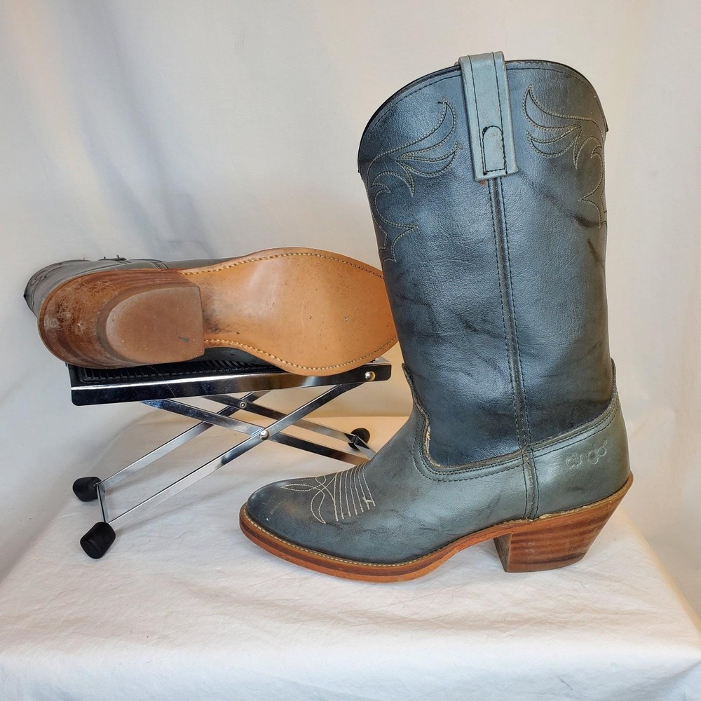 Vintage Dingo Gray Leather Cowboy Boots Western USA Rodeo Chore Classic 8.5
